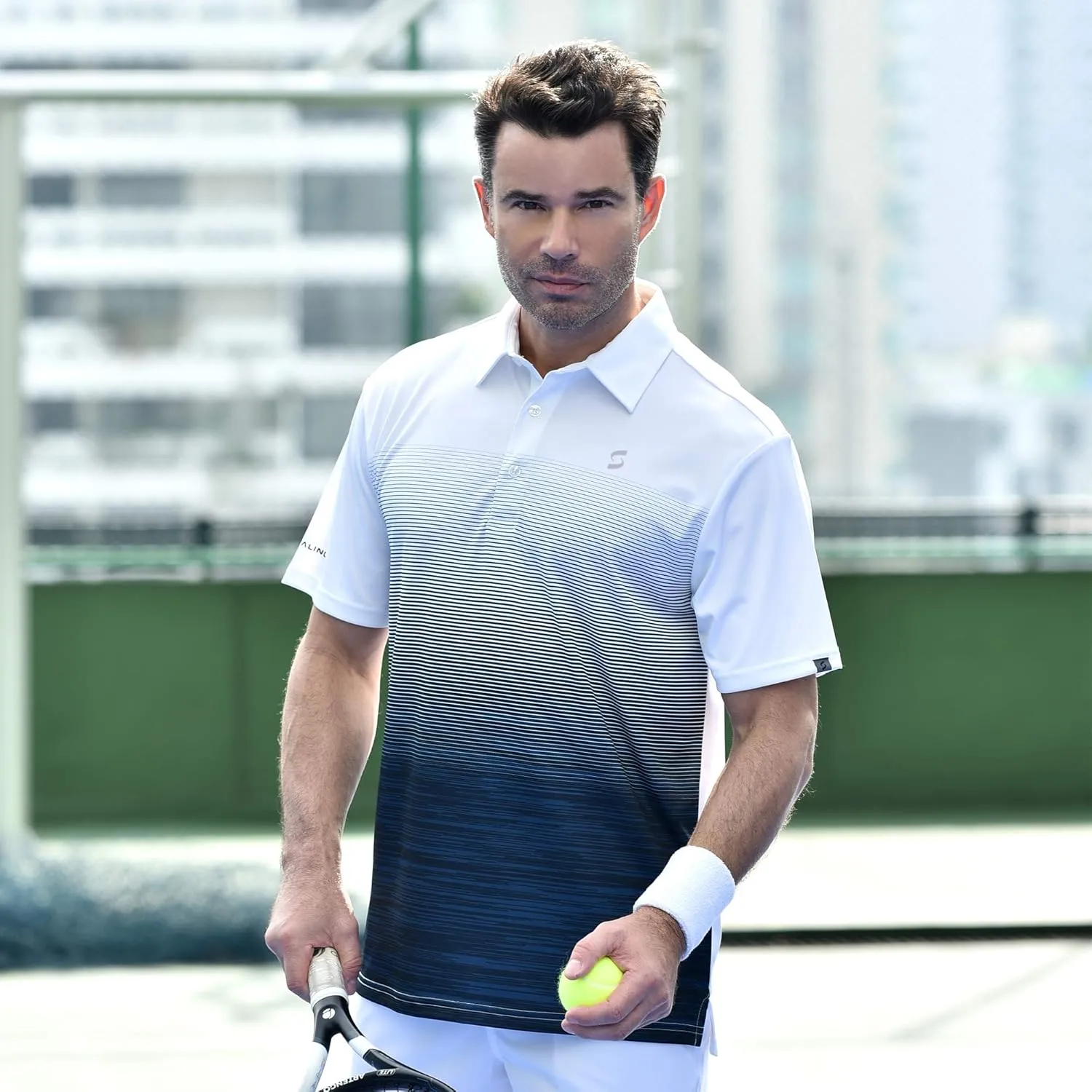 Mens Athletic Tennis Polo Shirt. Material Wicks Sweat and Dries Fast, Size S-2XL