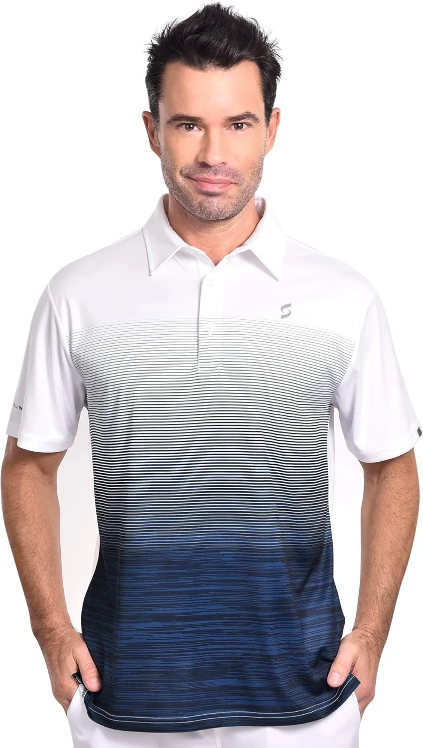 Mens Athletic Tennis Polo Shirt. Material Wicks Sweat and Dries Fast, Size S-2XL