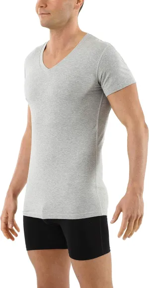 Men's Organic Stretch Cotton Undershirt Short Sleeves and v-Neck Gray