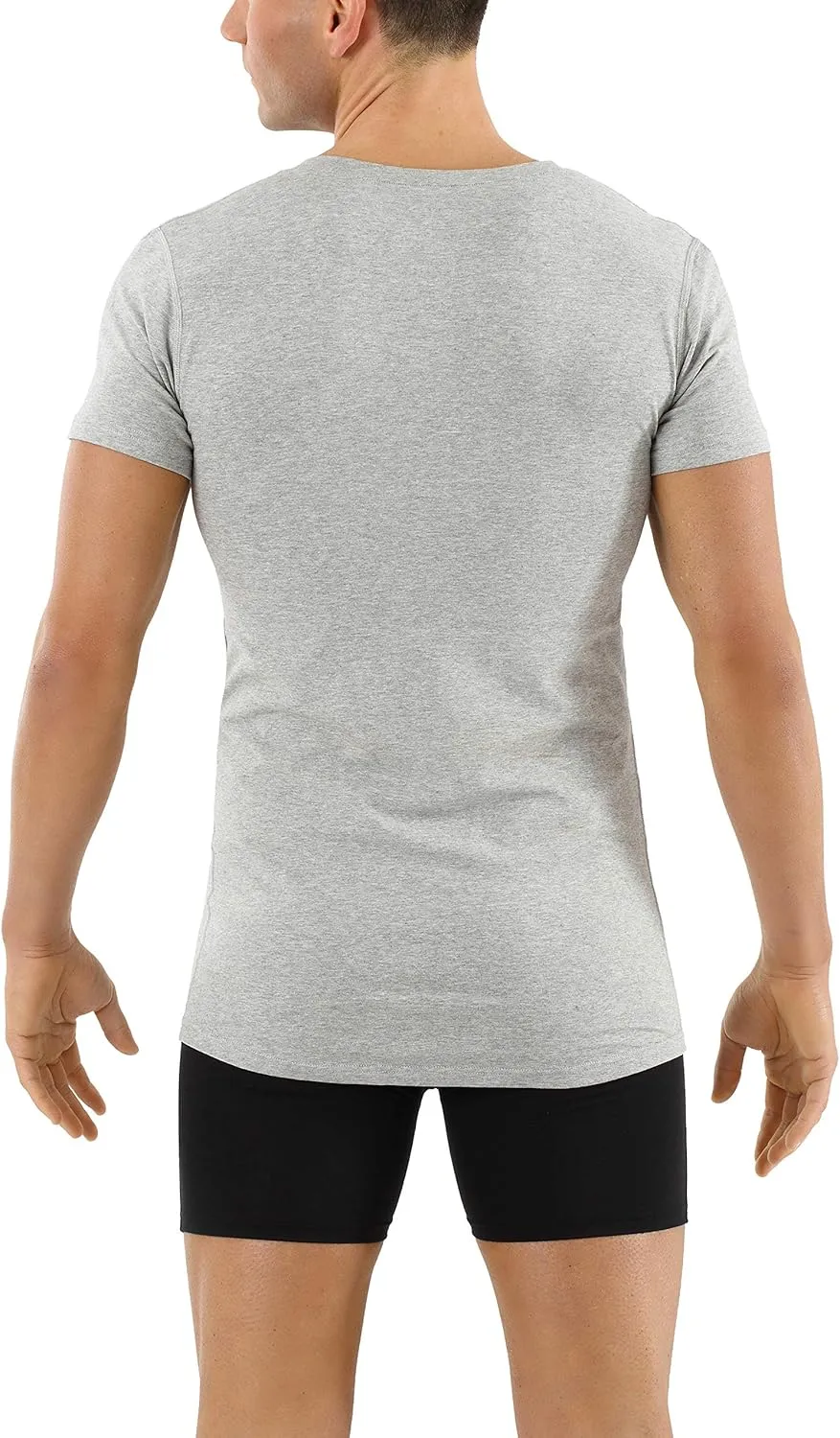 Men's Organic Stretch Cotton Undershirt Short Sleeves and v-Neck Gray