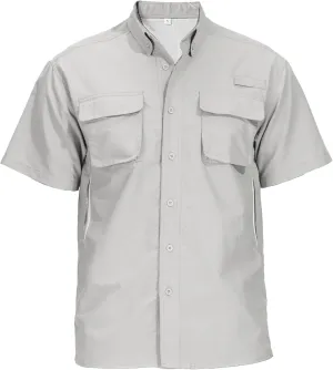 Mens UPF 50  Sun Protection Short Sleeve Quick Dry Fishing Safari Hiking Shirt with Zipper Pocket Lightweight Cooling