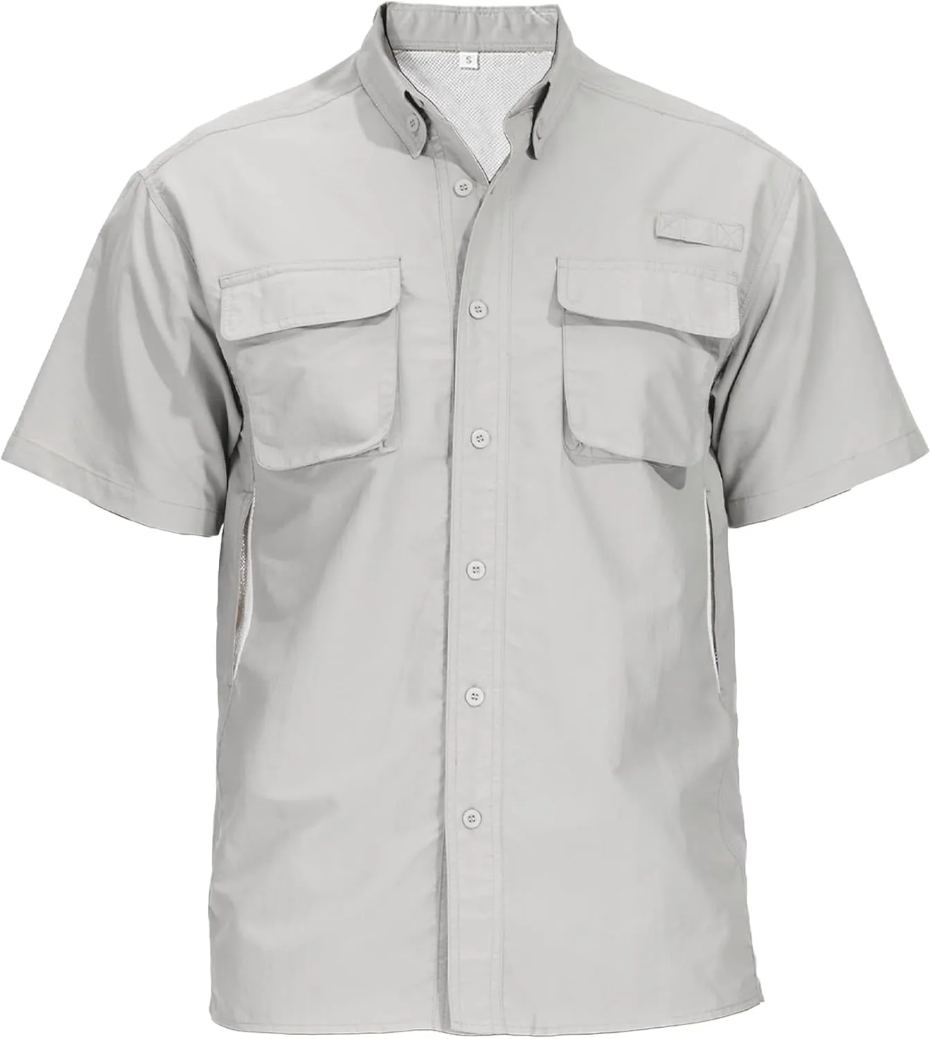Mens UPF 50  Sun Protection Short Sleeve Quick Dry Fishing Safari Hiking Shirt with Zipper Pocket Lightweight Cooling