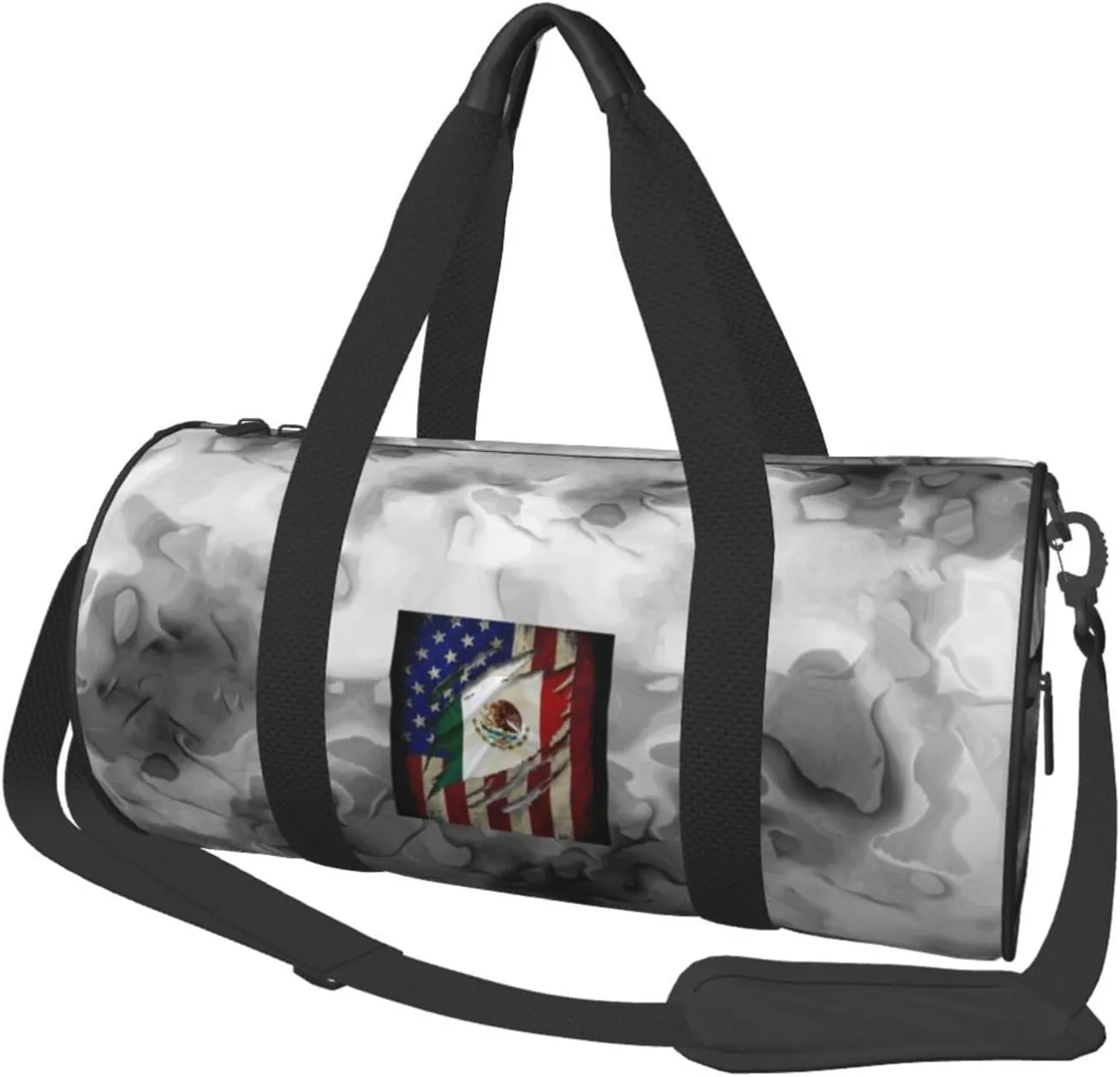 Mexican American Flag Convertible Garment Bag with Shoulder Strap, Carry on Garment Duffel Bag for Men Women - Rolling Foldable for Travel Luggage Bags (Black)