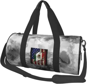 Mexican American Flag Convertible Garment Bag with Shoulder Strap, Carry on Garment Duffel Bag for Men Women - Rolling Foldable for Travel Luggage Bags (Black)