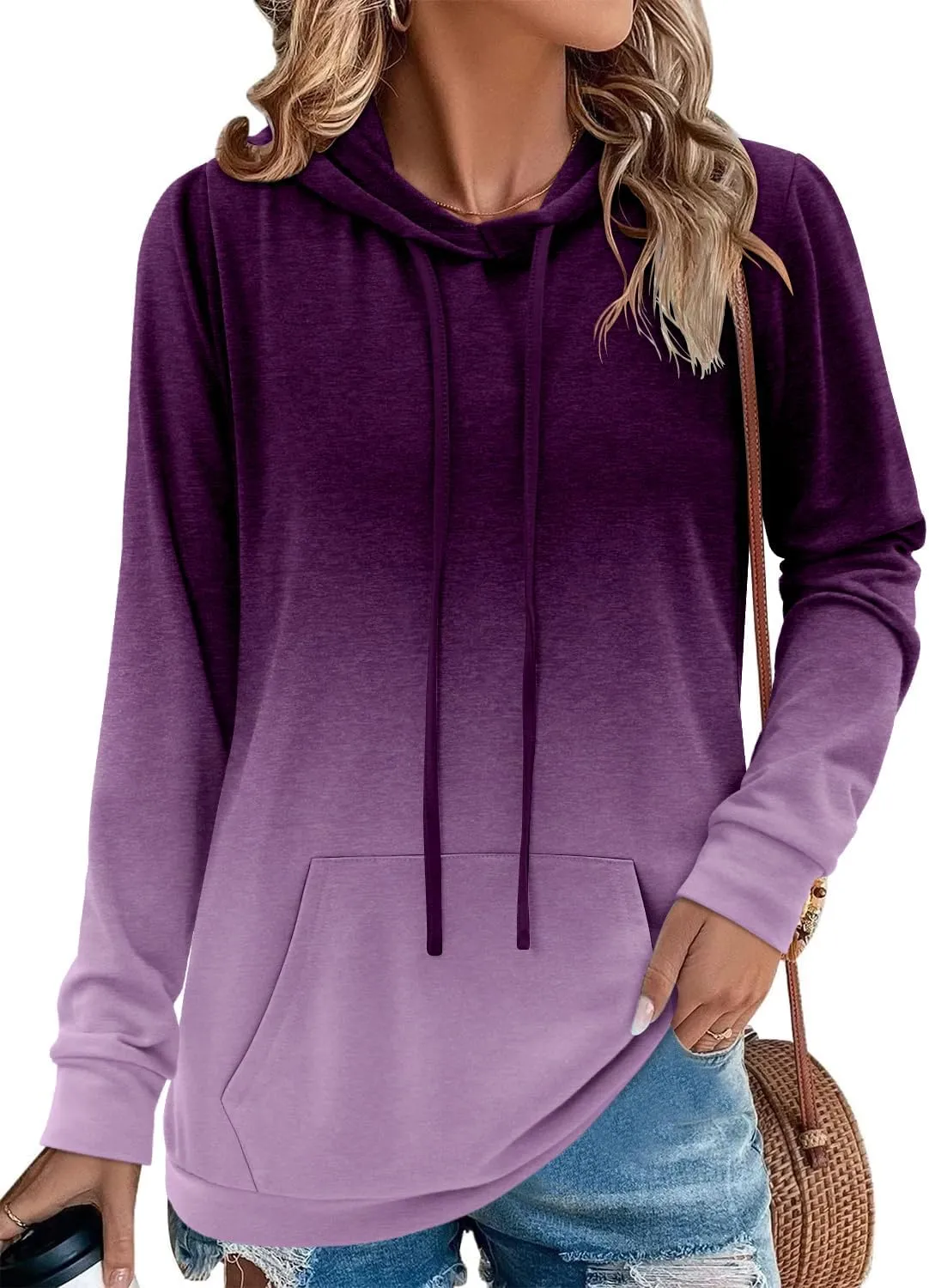 MODARANI Womens Pullover Hoodie Sweatshirts Casual Tunic Tops Kangaroo Pocket Shirts Tie Dye&Floral Print