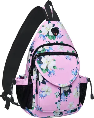 MOSISO Sling Backpack, Myrtle Flower Crossbody Travel Hiking Daypack Chest Bag with Anti-theft Pocket