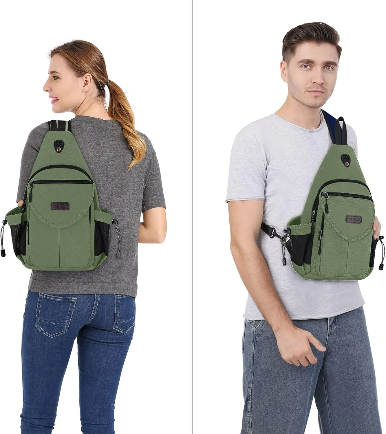 MOSISO Sling Backpack,Canvas Crossbody Hiking Daypack Bag with Anti-theft Pocket