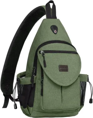 MOSISO Sling Backpack,Canvas Crossbody Hiking Daypack Bag with Anti-theft Pocket