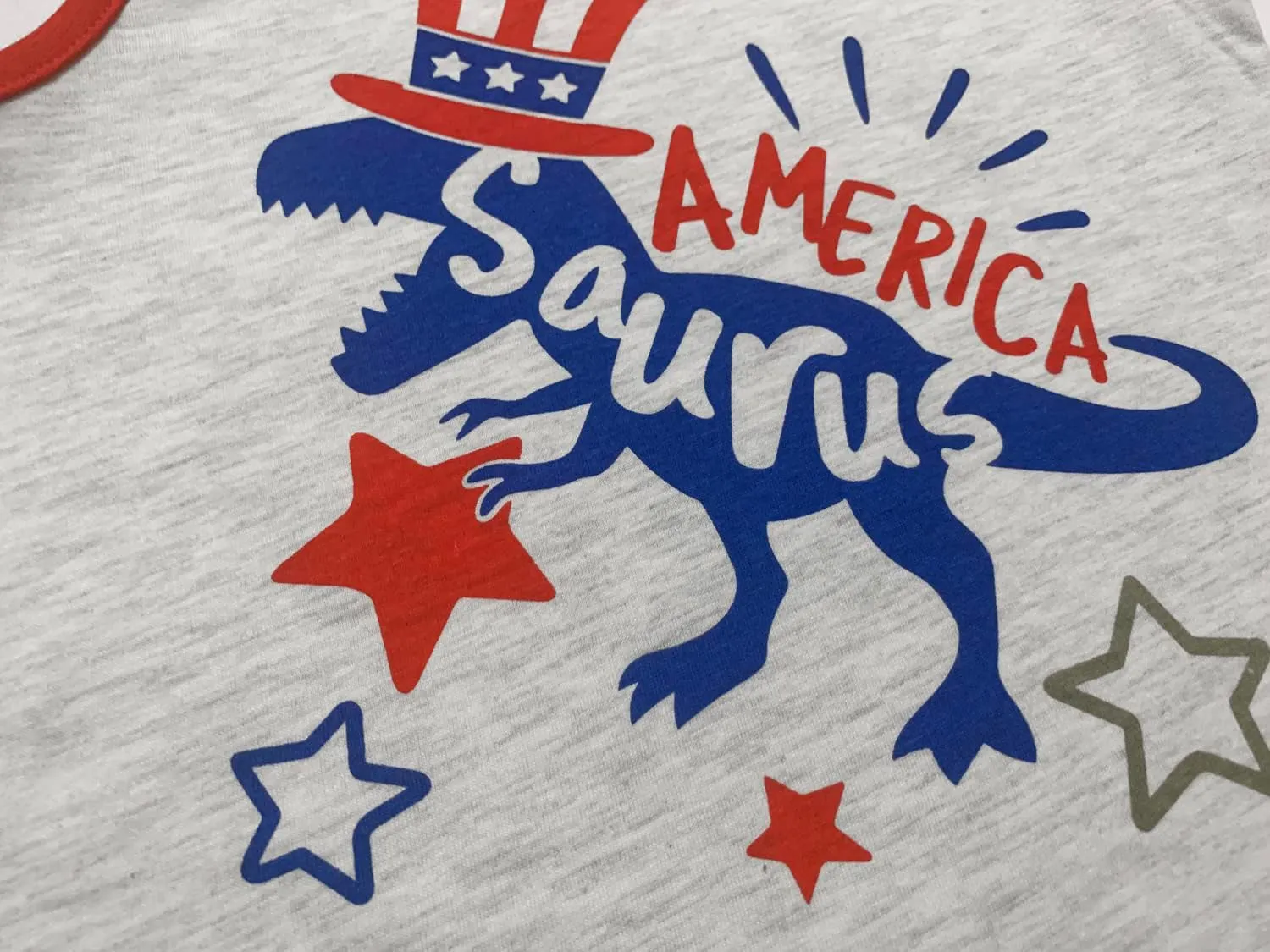 Mrocioa Toddler Boys Sleeveless Tank Top Shirts America Dinosaur Kids 4th of July Patriotic Clothes
