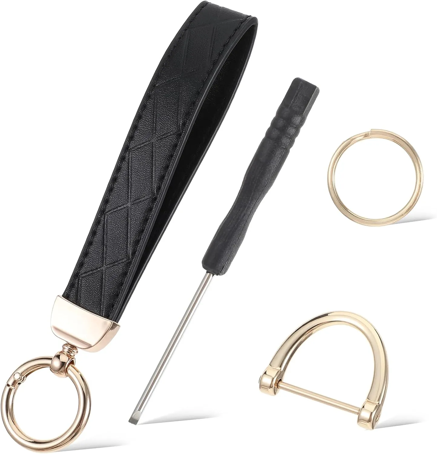 Ouligay Leather Wristlet Keychain for Women Key Chain Wristlet Leather Keychain for Keys with Anti-Lost D Ring and 2 Key Ring