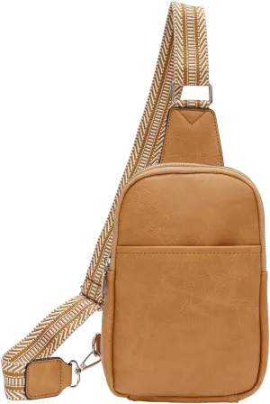 Ovida Sling Bag for Women Vegan Leather Crossbody Fanny Pack Sling Chest Bag Purse with Adjustable Guitar Strap for Travel