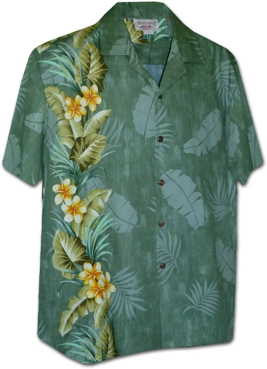 Pacific Legend Tropical Plumeria Single Panel Men's Hawaiian Shirts