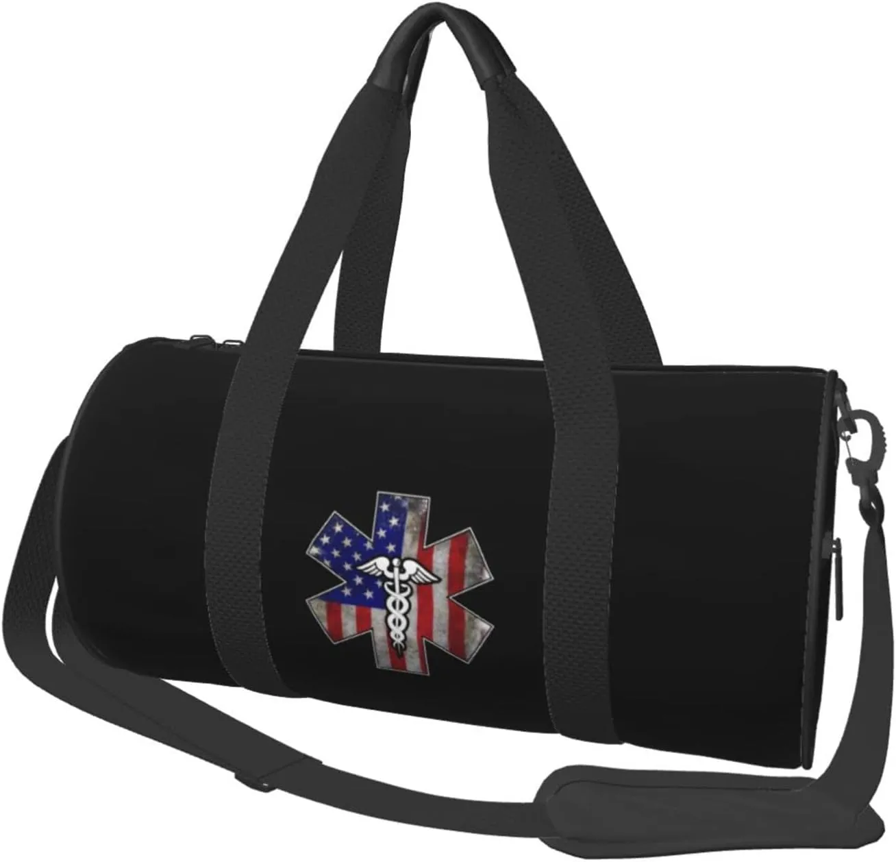 Paramedic USA American Flag EMS EMT Convertible Garment Bag with Shoulder Strap, Carry on Garment Duffel Bag for Men Women - Rolling Foldable for Travel Luggage Bags (Black)