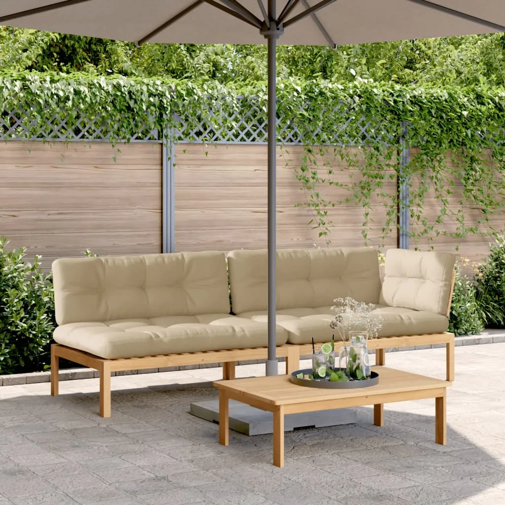 Patio Pallet Sofa Set with Cushions Furniture 3 Piece Solid Wood Acacia