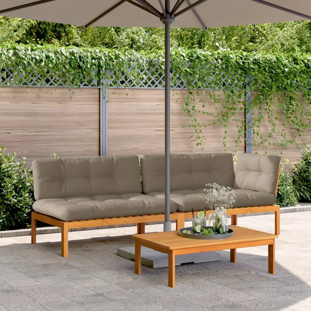 Patio Pallet Sofa Set with Cushions Furniture 3 Piece Solid Wood Acacia
