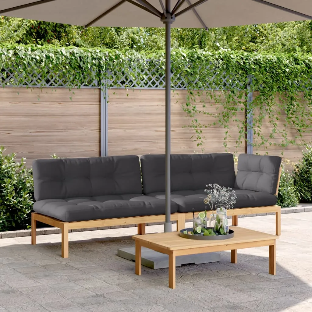 Patio Pallet Sofa Set with Cushions Furniture 3 Piece Solid Wood Acacia