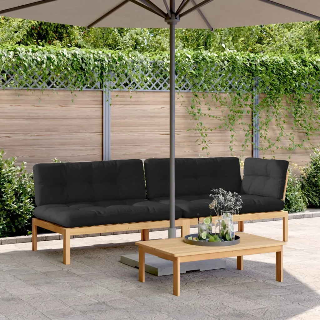 Patio Pallet Sofa Set with Cushions Furniture 3 Piece Solid Wood Acacia