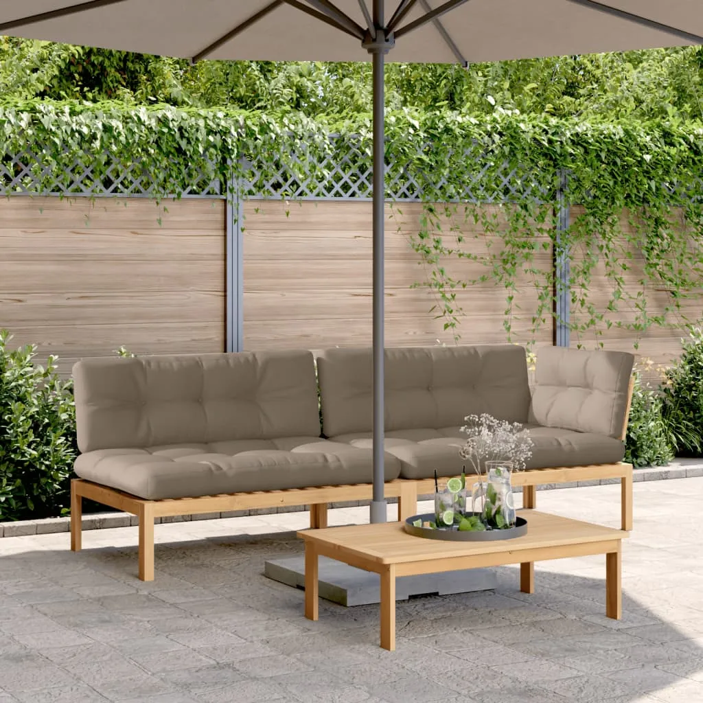 Patio Pallet Sofa Set with Cushions Furniture 3 Piece Solid Wood Acacia