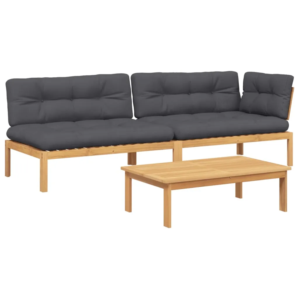 Patio Pallet Sofa Set with Cushions Furniture 3 Piece Solid Wood Acacia