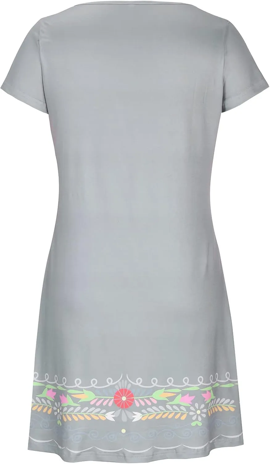 Peasant Dress for Women 2024 Trendy Boho Vintage Floral Print Short Sleeve Scalloped V Neck A Line Tunic Mini Dresses