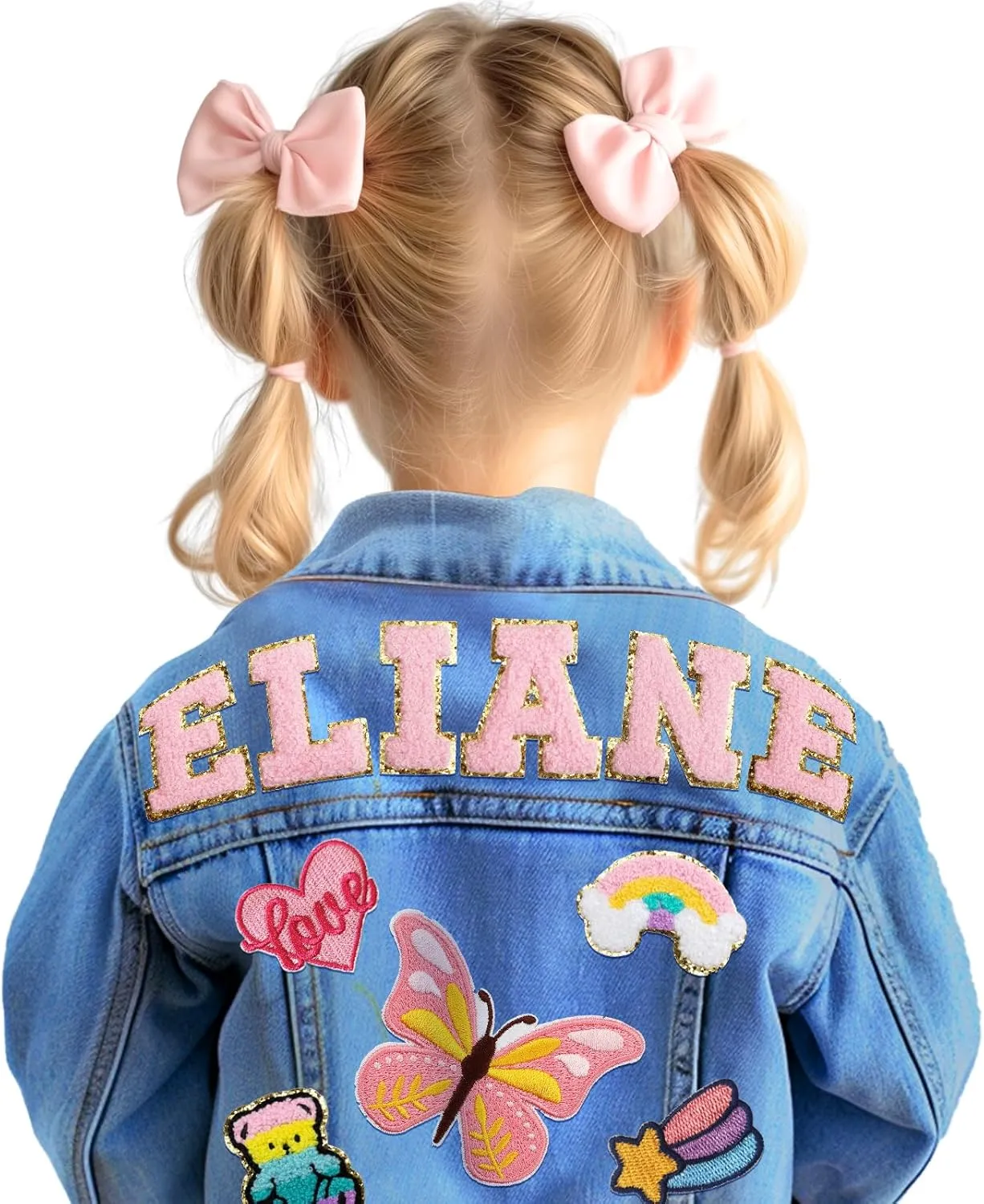 Personalized Kids Patch Denim Jacket with Names| Girls Clothes for 1-8 Years Old| Easter Brithday Back-to-school Gifts| Boys' & Girls' Spring Outerwear| Long Sleeve Jean Jacket for Toddlers