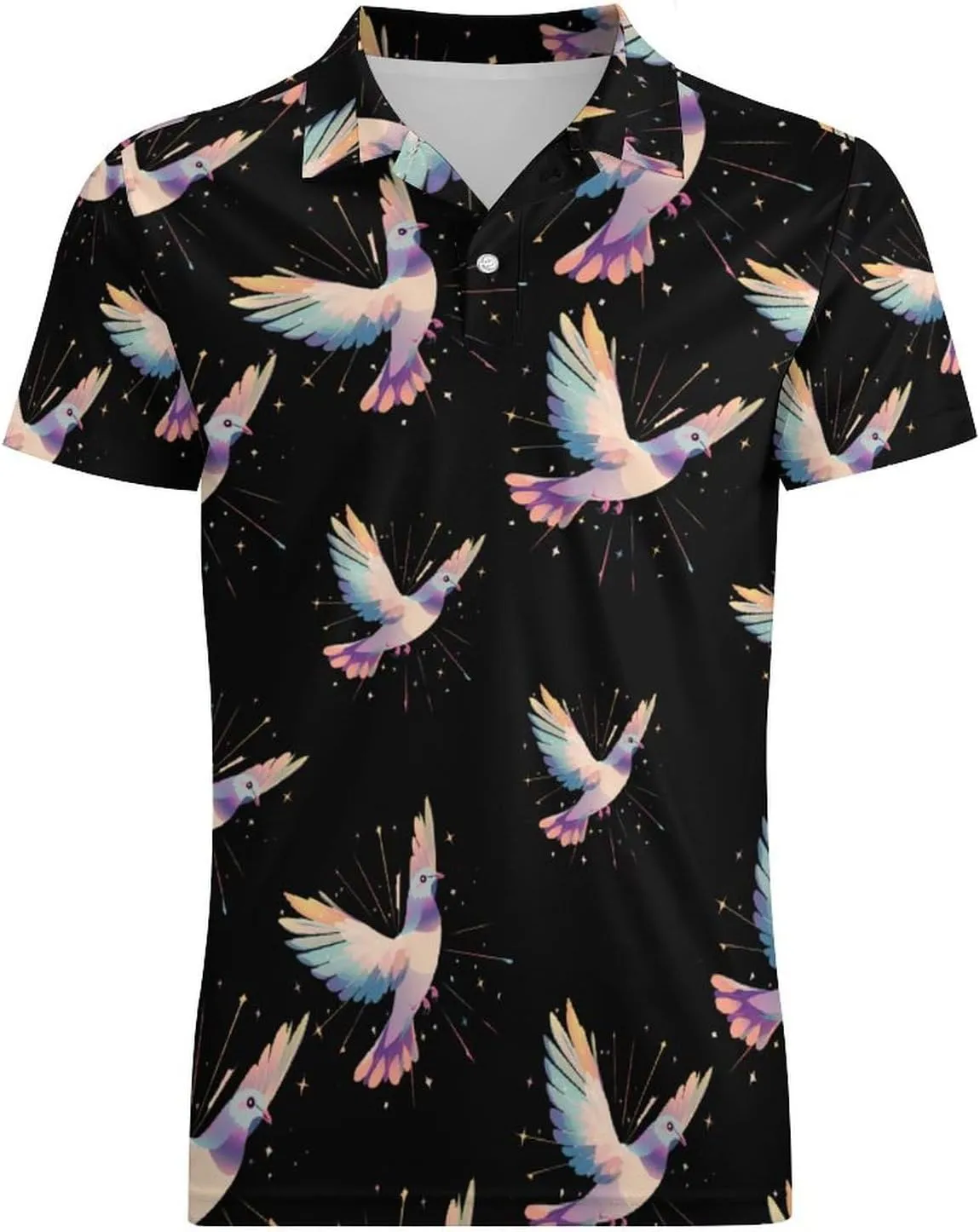 Pigeon Doves of Hope Men's Polo-Shirt Regular-Fit Short Sleeve Sports Quick Dry Golf Tennis T-Shirt