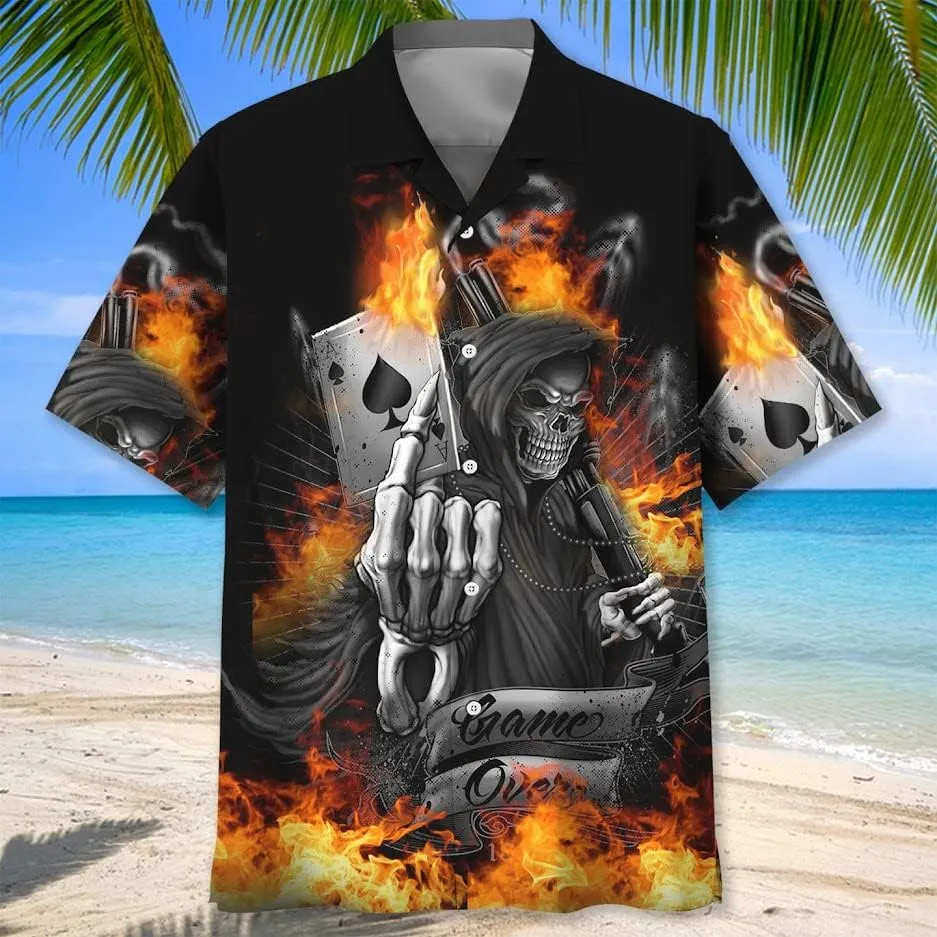Poker Hawaiian Shirts for Men - Mens Gambling Shirt, Casino Costume, Button Up Poker Shirt