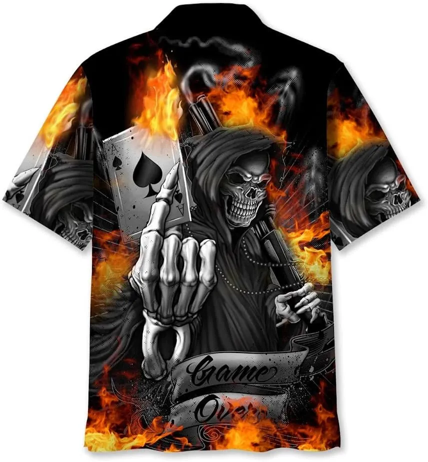 Poker Hawaiian Shirts for Men - Mens Gambling Shirt, Casino Costume, Button Up Poker Shirt
