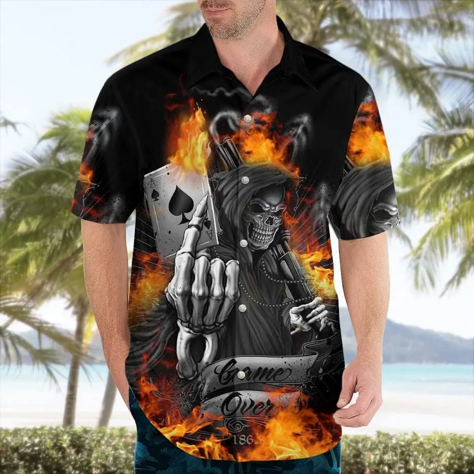 Poker Hawaiian Shirts for Men - Mens Gambling Shirt, Casino Costume, Button Up Poker Shirt