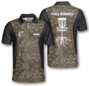 PRIMESTY Disc Golf Polo Shirts for Men, Custom Name & PDGA Number Jerseys, Size S-5XL