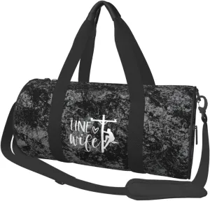 Proud Lineman's Wife Convertible Garment Bag with Shoulder Strap, Carry on Garment Duffel Bag for Men Women - Rolling Foldable for Travel Luggage Bags (Black)