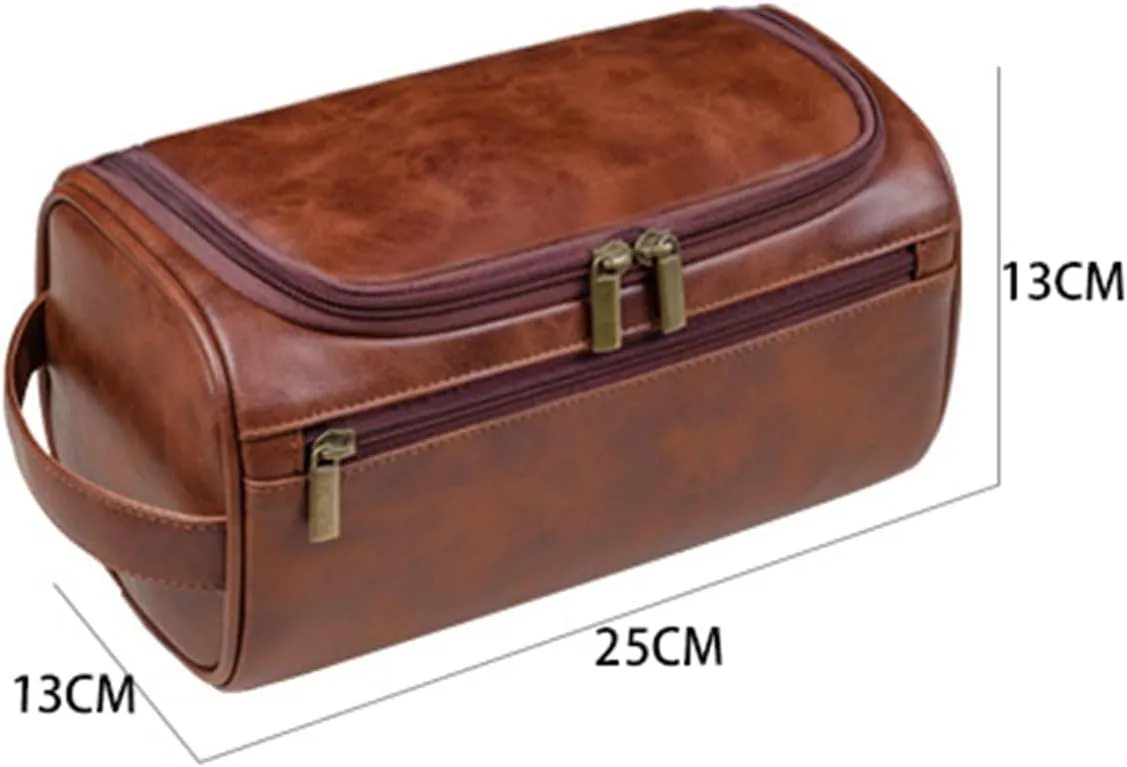 PU Leather Toiletry Bag for Men, Mens Toiletry Bag Travel Wash Shower Bag Organizer Kit Cosmetic Bag (Teal)