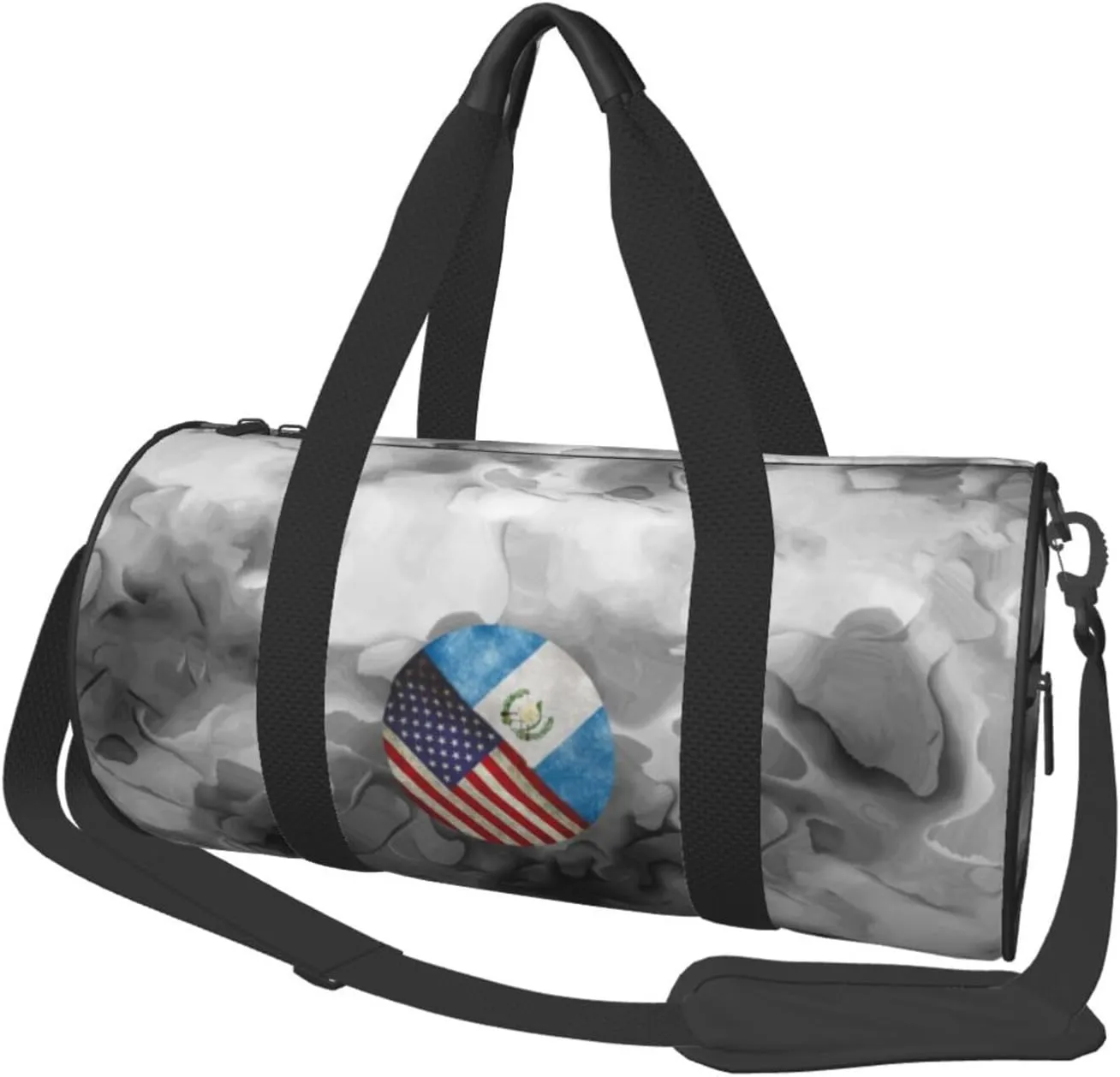 Retro America And Guatemalan Flag Convertible Garment Bag with Shoulder Strap, Carry on Garment Duffel Bag for Men Women - Rolling Foldable for Travel Luggage Bags (Black)