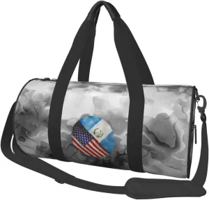 Retro America And Guatemalan Flag Convertible Garment Bag with Shoulder Strap, Carry on Garment Duffel Bag for Men Women - Rolling Foldable for Travel Luggage Bags (Black)