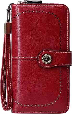 Rfid Wallet Women,2024 New Leather Wallet Wristlet for Women,Rfid Blocking Large Capacity Zip Around Bifold Clutch Purses Credit Card Wallet,Travel Wallet for Women Girls Mom Ladies