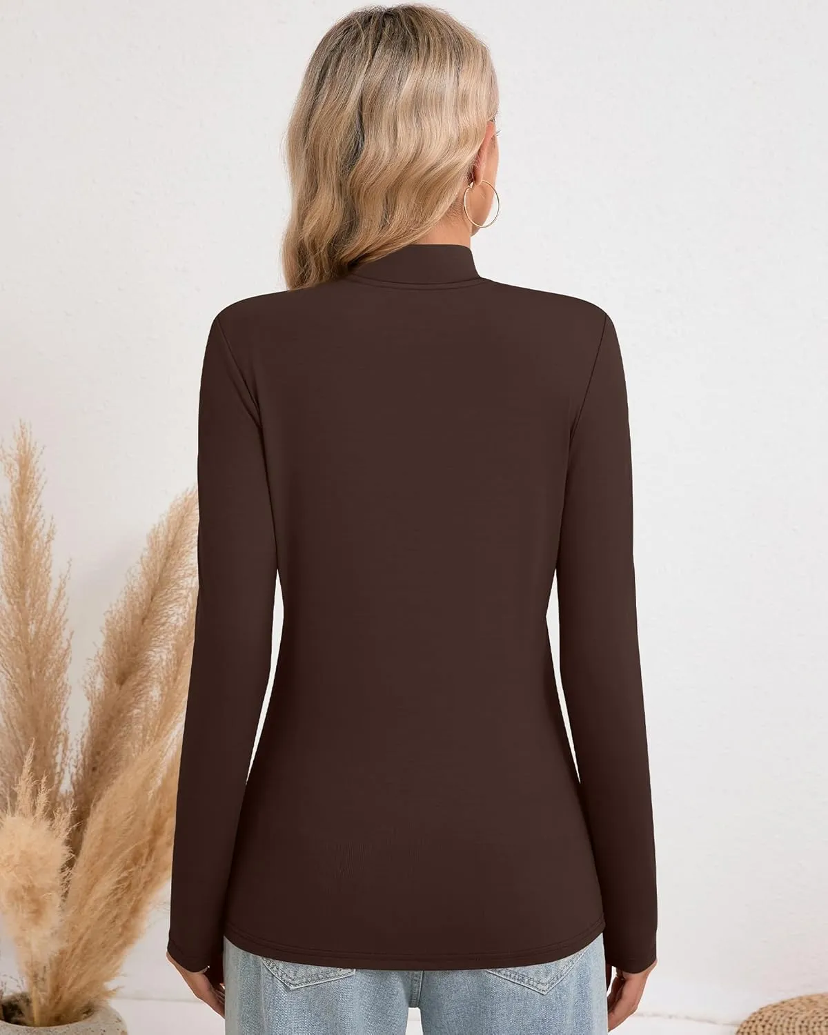 Riyiper 3 Pack Women's Tight Mock Turtleneck Tops Fitted Lightweight Long Sleeve Base Layer Shirts