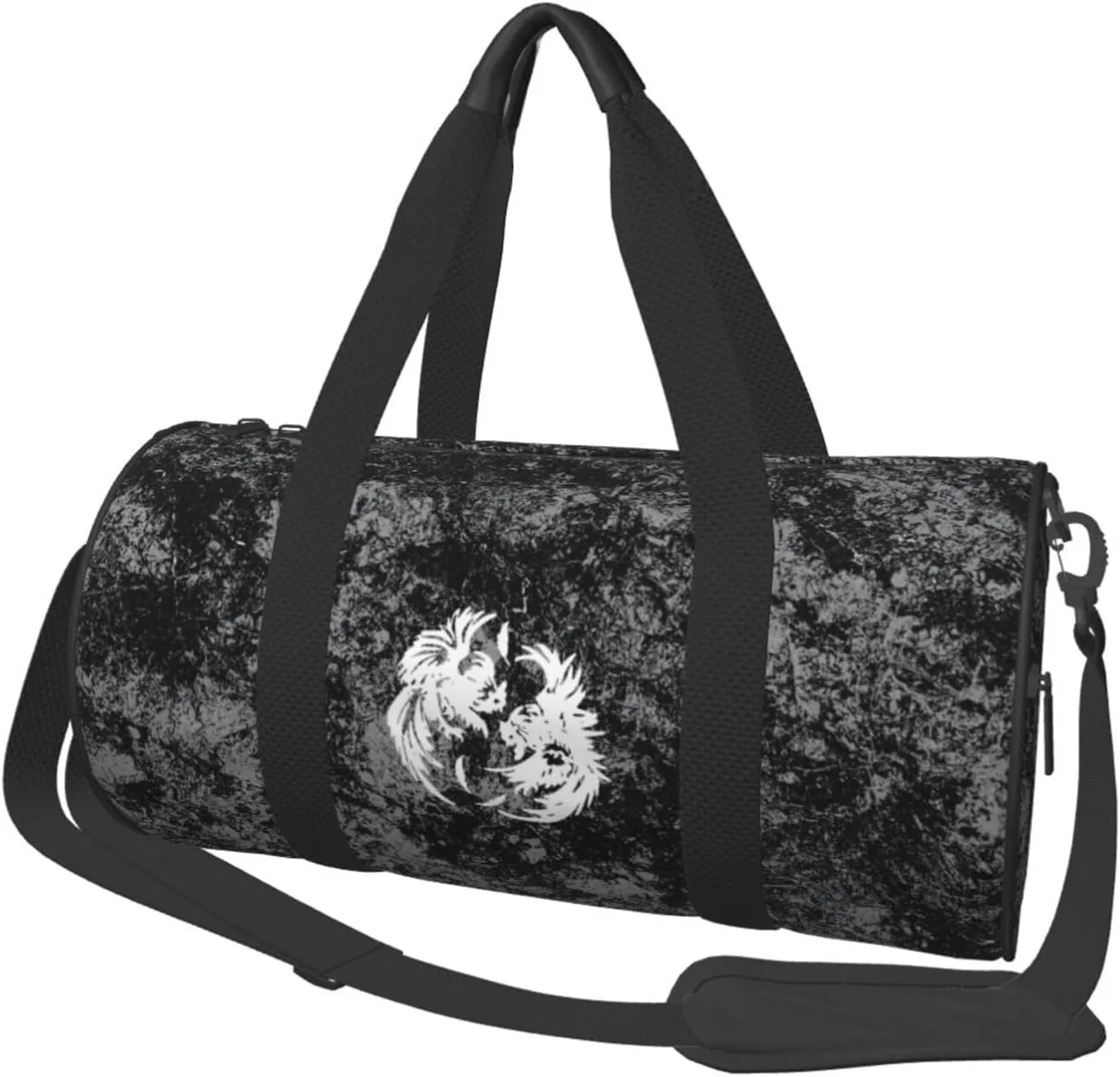 Roosters Fighting Convertible Garment Bag with Shoulder Strap, Carry on Garment Duffel Bag for Men Women - Rolling Foldable for Travel Luggage Bags (Black)