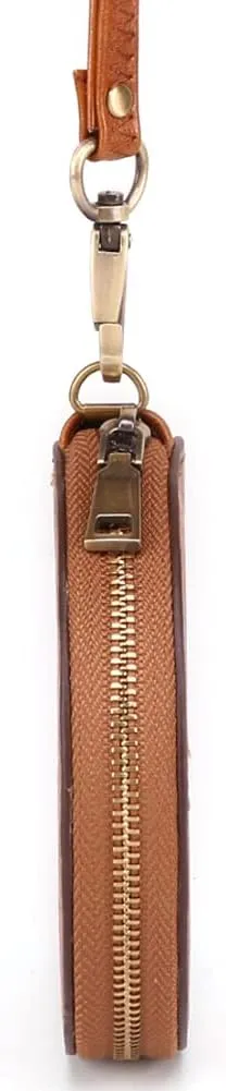ROUROU Genuine Leather Coin Purse for Women Wristlet Clutch Bag Coin Organizer Bag Retro Wallet