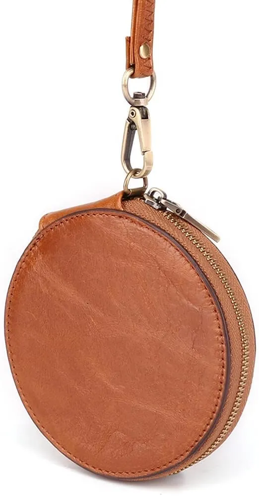 ROUROU Genuine Leather Coin Purse for Women Wristlet Clutch Bag Coin Organizer Bag Retro Wallet