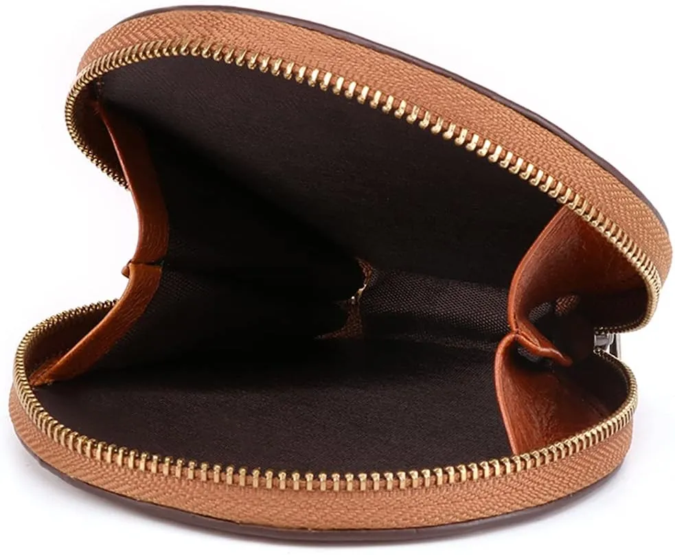 ROUROU Genuine Leather Coin Purse for Women Wristlet Clutch Bag Coin Organizer Bag Retro Wallet