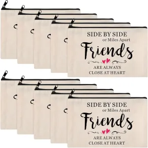 Saintrygo 10 Pieces Friendship Gifts for Women Good Friend Cosmetic Bags Funny Long Distance Friendship Makeup Bags Christmas Gift Travel Toiletry Makeup Zipper Pouch for BFF Soul Sister(Heart Style)