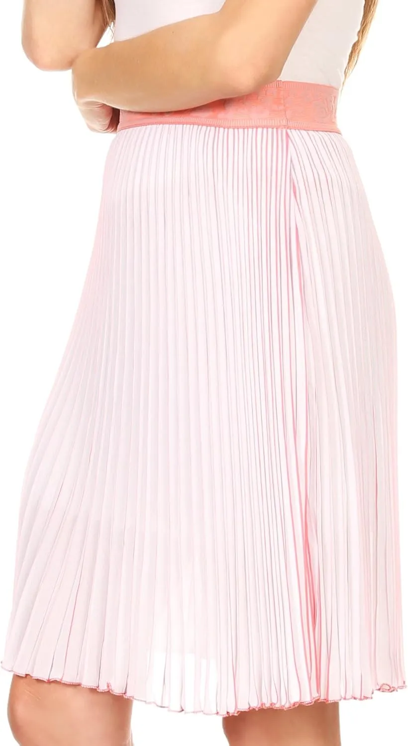 Sakkas Amira Accordion Pleated Midi Crepe Slim Skirt with Elastic Waist