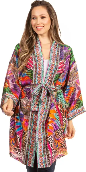 Sakkas Janis Women's Lightweight Open-Front Amazing Print Cardigan with Pockets