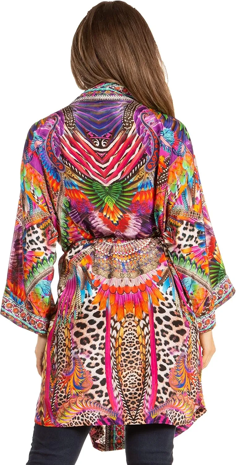Sakkas Janis Women's Lightweight Open-Front Amazing Print Cardigan with Pockets