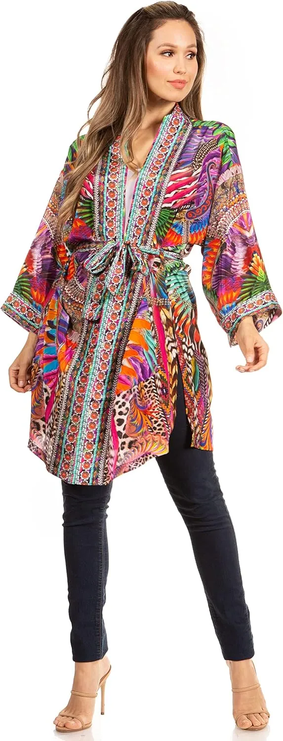 Sakkas Janis Women's Lightweight Open-Front Amazing Print Cardigan with Pockets