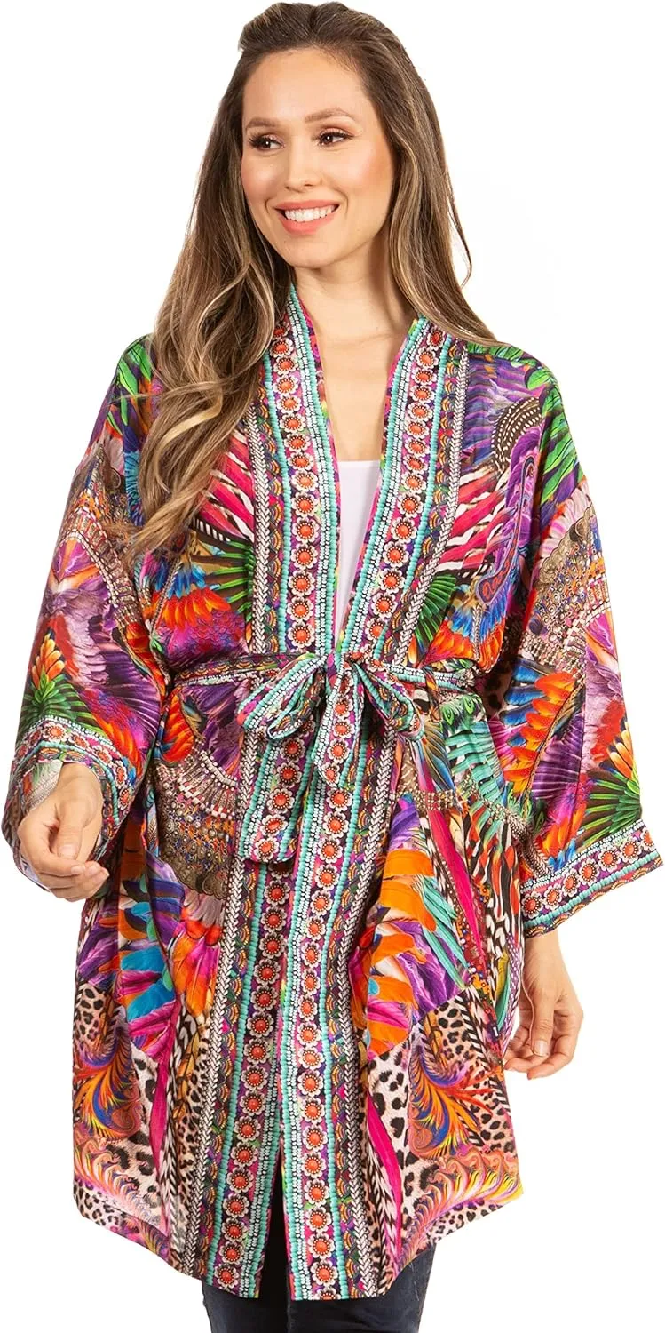Sakkas Janis Women's Lightweight Open-Front Amazing Print Cardigan with Pockets
