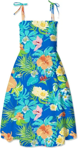 SANGTREE Girls' Women's Summer Sundress Casual Smocked Floral Beach Holiday Dress, 18 Month - XL