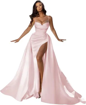 Satin Prom Dresses for Women 2025 Long Sweetheart Mermaid Ball Gown Formal Evening Dress with Slit