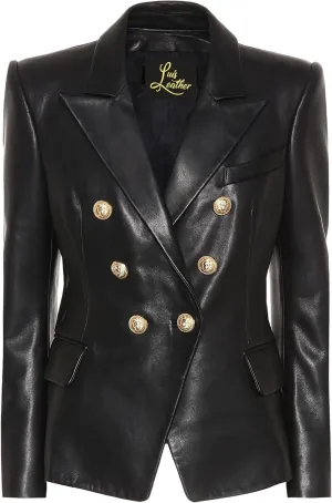 SID Genuine Lambskin Leather Black Womens Single Button Blazer with Full Sleeves Suit Style for Office Wear