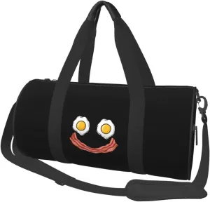 Smiling Egg and Bacon Convertible Garment Bag with Shoulder Strap, Carry on Garment Duffel Bag for Men Women - Rolling Foldable for Travel Luggage Bags (Black)